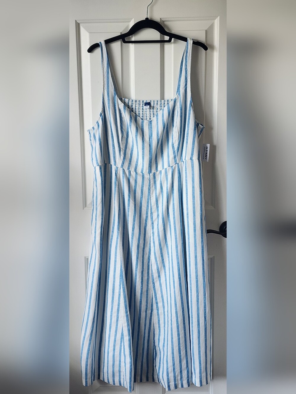 New With Tags Womens Old Navy Blue and White Striped Linen Sundress Size XXL